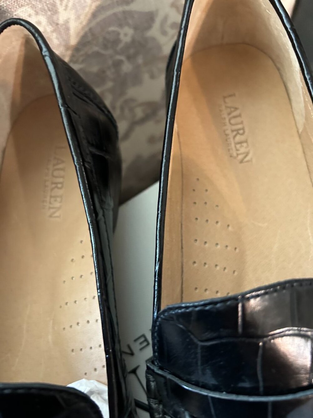 Lauren Ralph Lauren Wynnie Cros-Embossed Leather Loafer - Picture 3 of 4